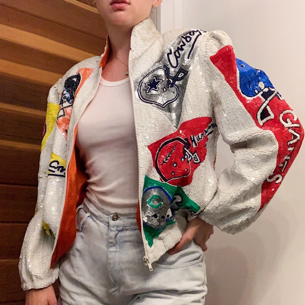 Rare Vintage Designer Full Sequin Varsity Jacket